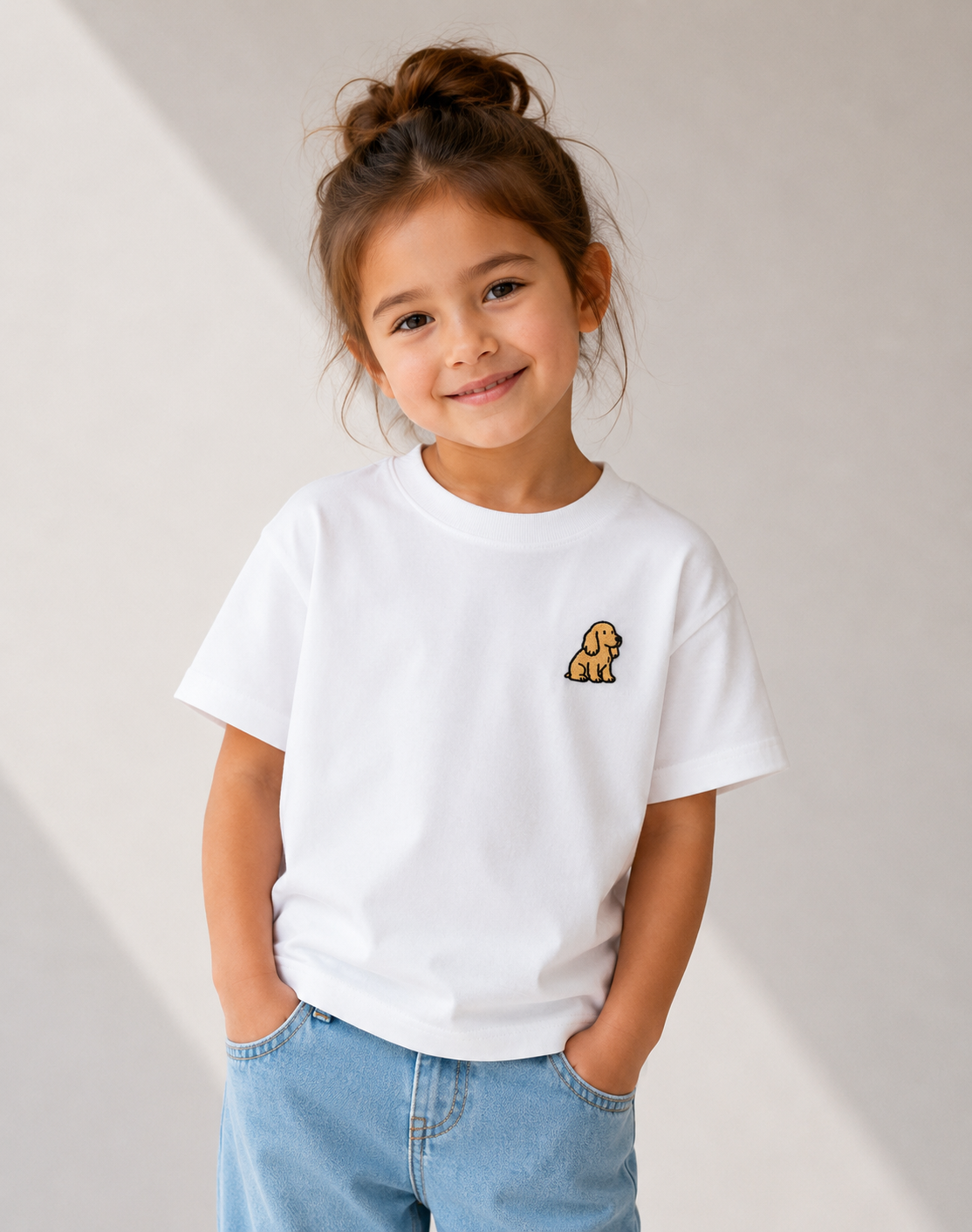 T-shirt brodé chien enfant