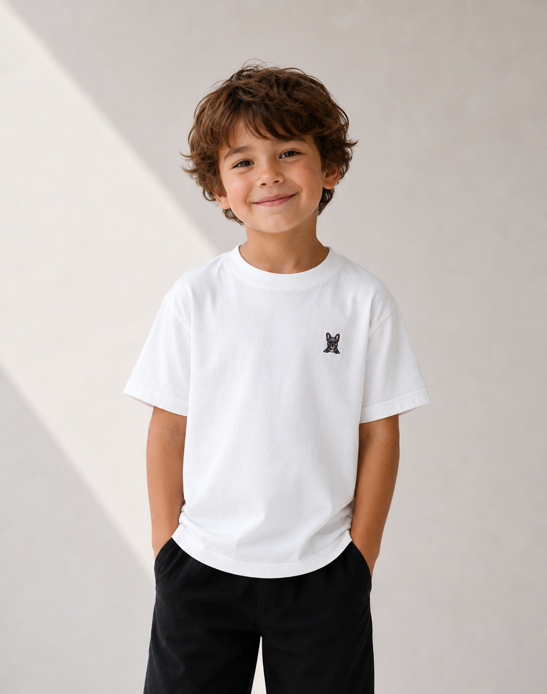 T-shirt brodé chien enfant