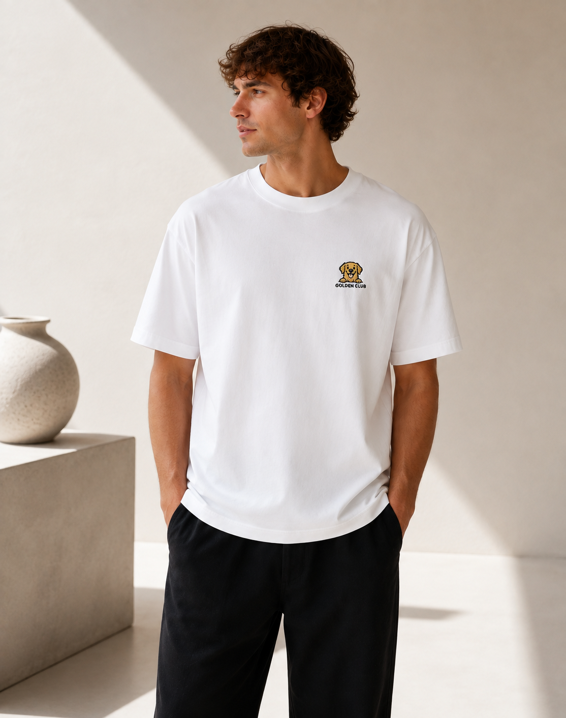 T-shirt brodé chien homme